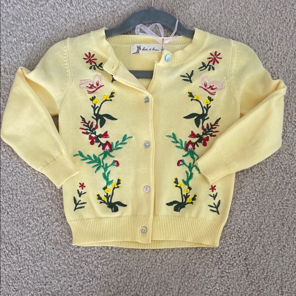 Kids Yellow Floral Cardigan